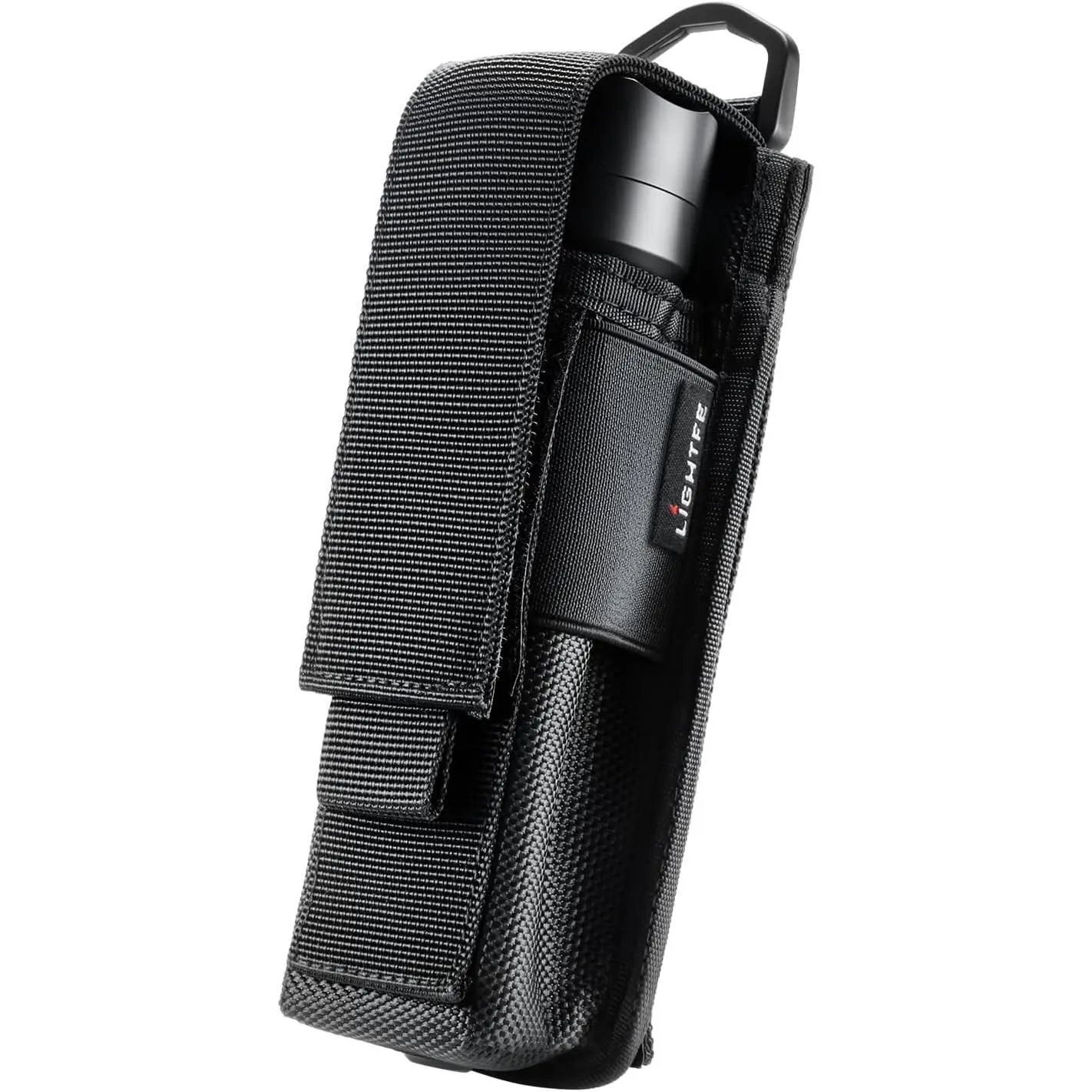 Flashlight Holster Flashlight Holder Molle Torch Nylon Holster Pouch Suitable for Flashlights with a Maximum Diameter of 4.5CM（1.77 inches and a Length of 15CM-20CM（6-8 inches Black