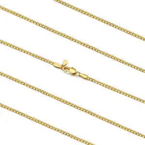 Mens Black/Silver/Gold Stainless Steel Flat Box Link Chain Necklace, Stylish 2/4/6/8mm Width Box Chains Necklaces for Men Non Tarnish Hip Hop Chain Jewelry Gifts,14"-30" Length