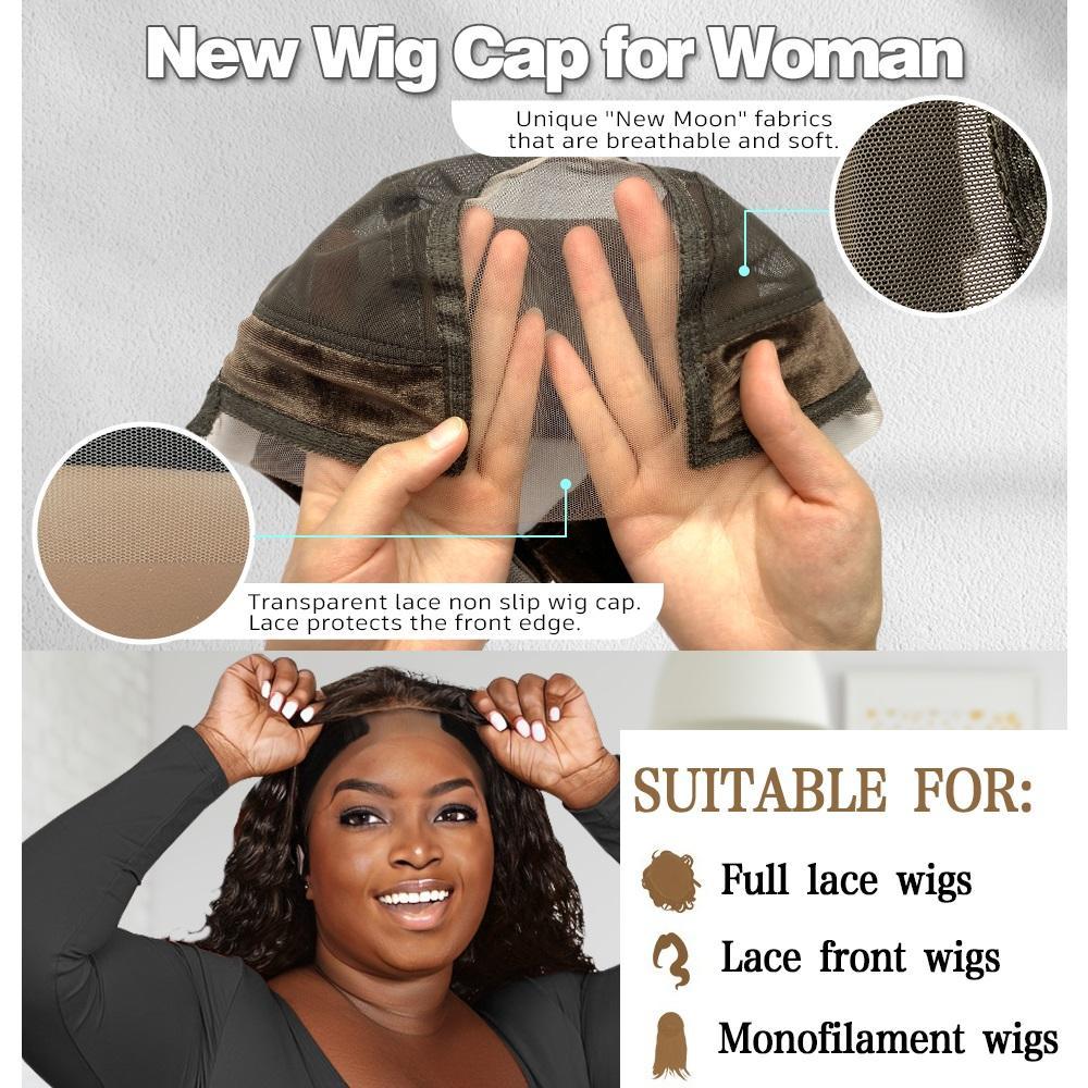 Wig Cap with Grip Band for Keeping Wigs in Place, 1-Count Adjustable Dome Mesh Cap with Exposed Ears, Non-Slip Cap to Wear Wigs Glueless, Hair Accessory