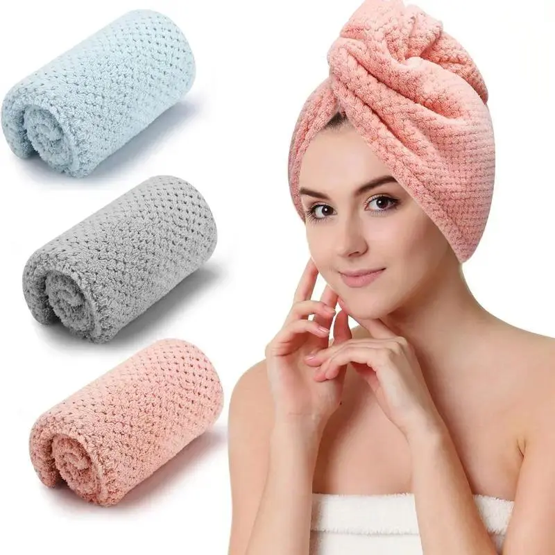Women's 3-Pack Solid Microfiber Hair Wrap Set, Fluffy Quick-Drying Personal Towels, Anti-Frizz Plopping Towel for Curly Wet Hair, Breathable Camping & Outdoor Personal Care Turban, Plopping Towel Curly Hair