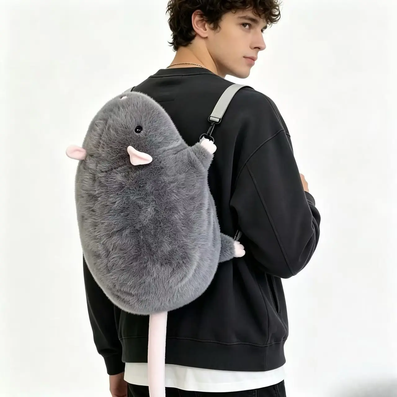 Rat Backpack, Plush Backpack, Mouse Plush Backpack, Oversized Flower Branch Rat Stuffed Toy, Trendy Backpack, Cute Stylish Daypacks, Ideal for Kids' Birthdays