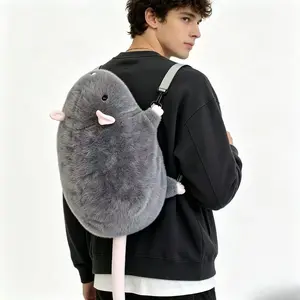 Rat Backpack, Plush Backpack, Mouse Plush Backpack, Oversized Flower Branch Rat Stuffed Toy, Trendy Backpack, Cute Stylish Daypacks, Ideal for Kids' Birthdays