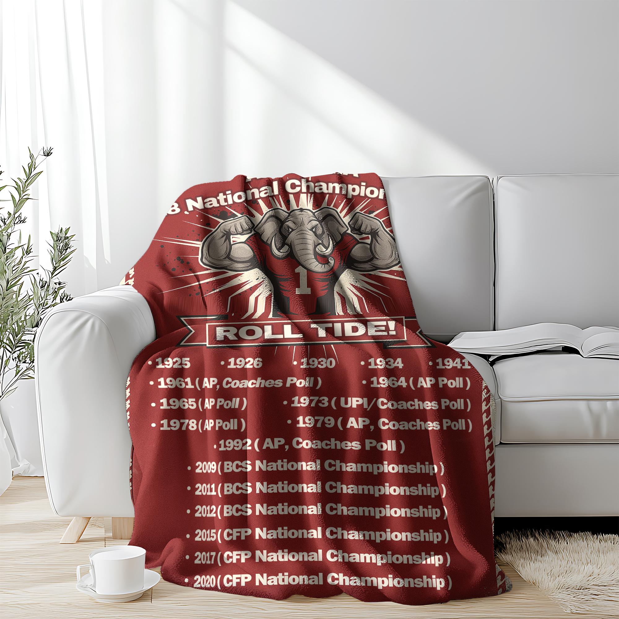 Funny Alabama Roll Tide Flannel Blanket Champion Honor List Blanket Best Birthday Gifts for 18 National Championships,Use for Sofa,beds,living Rooms,travel Picnic
