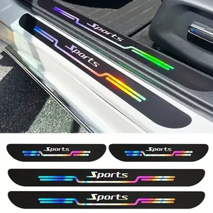Car Threshold Strip Anti-Scratch Sports Gradient Laser Colorful Car Door Threshold Protection Sticker, Universal Car Threshold Protector