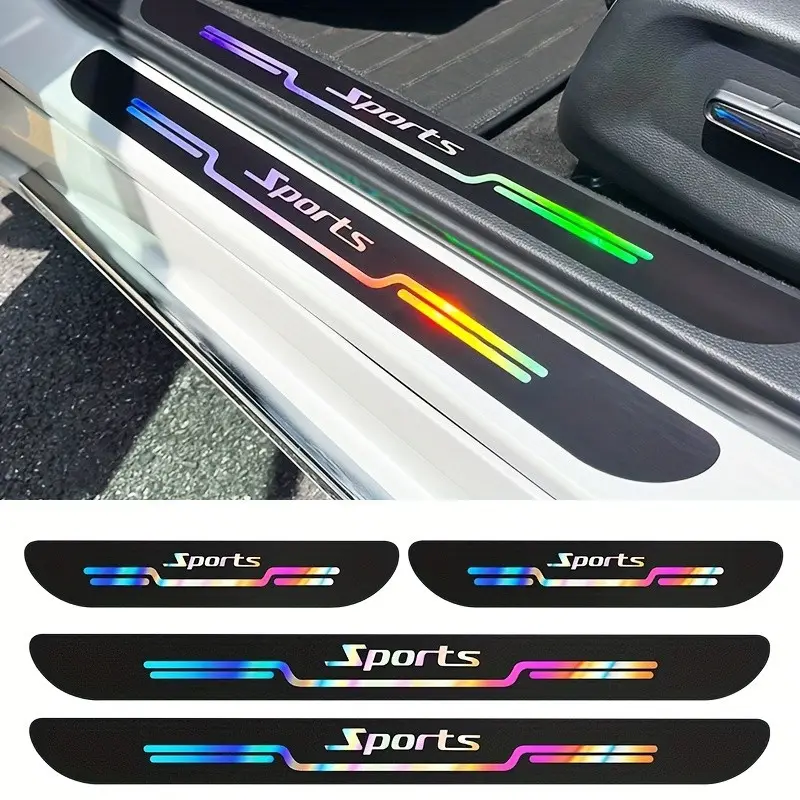 Car Threshold Strip Anti-Scratch Sports Gradient Laser Colorful Car Door Threshold Protection Sticker, Universal Car Threshold Protector, Automotive Decals