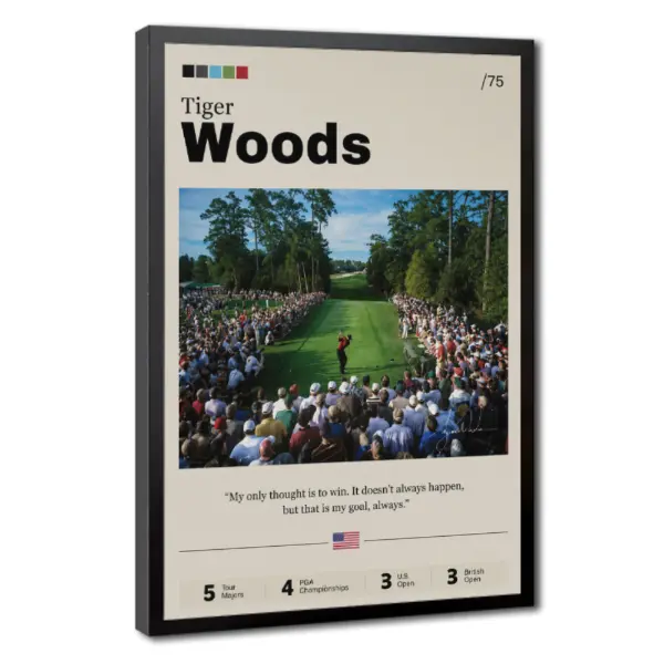 Tiger Woods Golf Legend Thick Paper Poster Print - Artistic Athlete Portrait Wall Decoration, Long-Lasting Sports Memorabilia, Dorm Room & Man Cave Decor, Unique Gift for Men