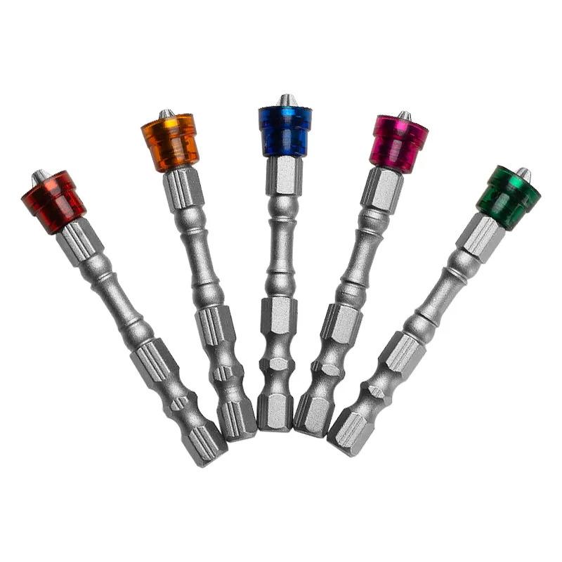 5Pcs 65mm Magnetic Drill Screwdriver Bits 1/4 Inch Hex Shank S2 Steel Cross Head Electric Screwdriver Kit