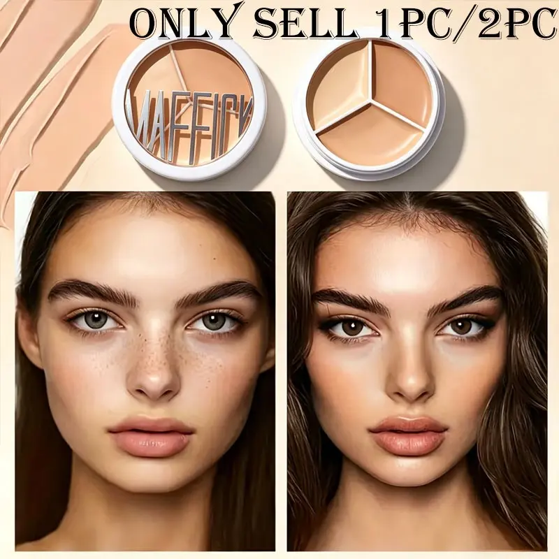 3-Color Concealer Palette For Korean Sheer Nude Makeup, Soft Hydrating Cream Texture, Hydrating Formula, Blendable Shades, Polished Daily Base For Campus