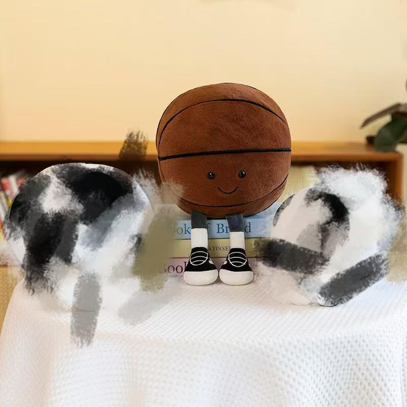 9.8-inch Basketball Plush Toy, Soft Filling Sports Plush Ball, Cute and Funny American Basketball Doll with Feet, Creative Basketball Ball-Shaped Decorative Cushion - Boys Girls Plush Toy, Basketball Pillow Gift, Suitable for Room Decoration, Sofa or Bed