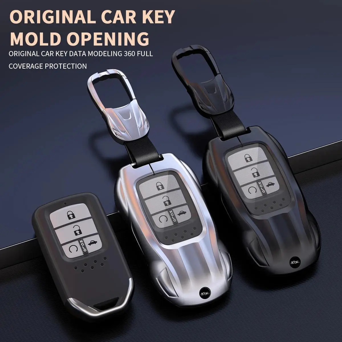Zinc Alloy & Silicone Car Key Case Holder with Keychain, Key Protection Accessory for Honda Vezel, City, Civic, Jazz, BRV, BR-V, HRV