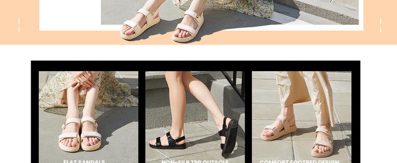 Women's Flat Sandals Comfort Adjustable Double Strap Slip on Leather Footbed Sandals Wedge Platform Footwear Walking Shoes