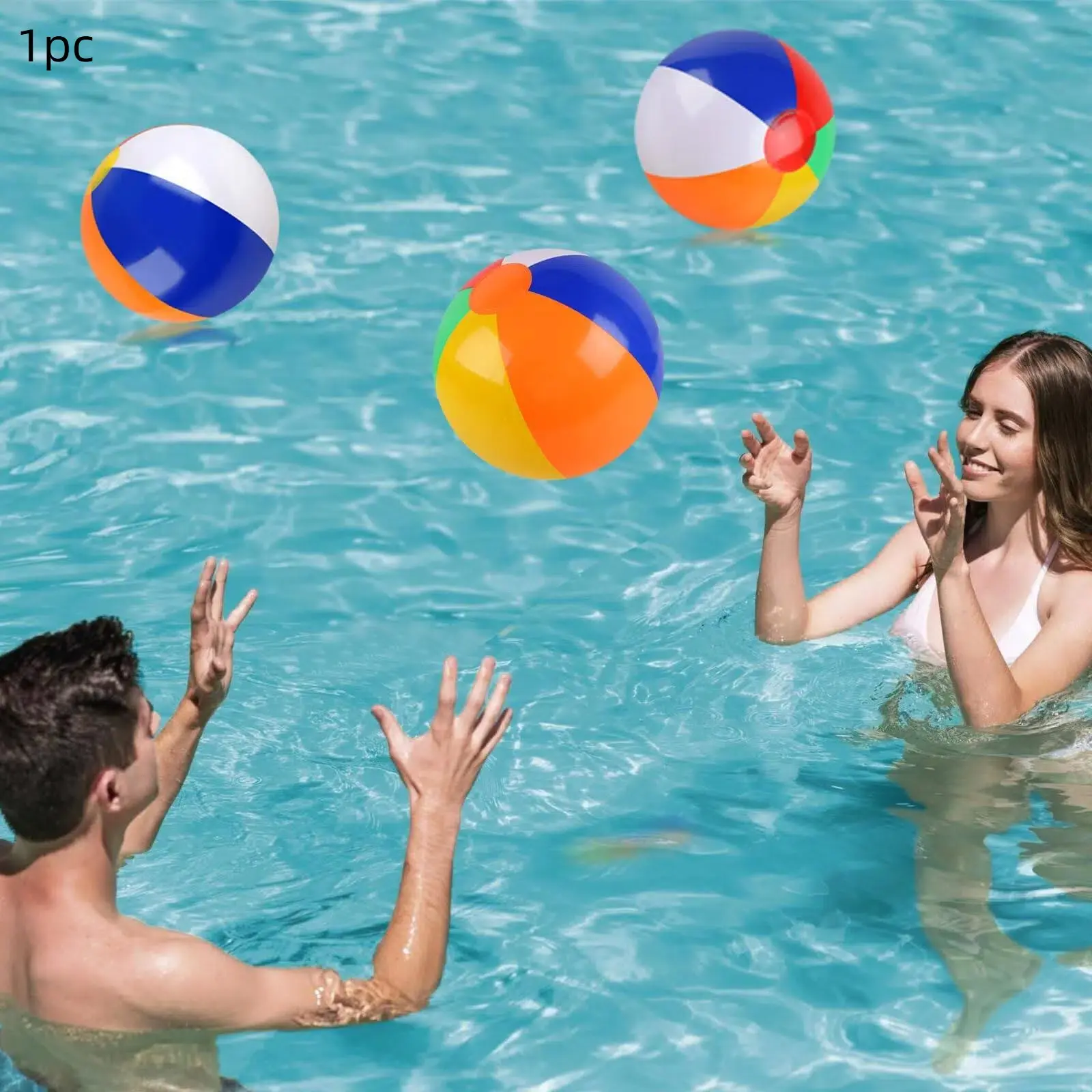 Inflatable Beach Balls, Water Polo Toys for Kids, Classic Rainbow Color, Pool Games for Children, Outdoor Court Game