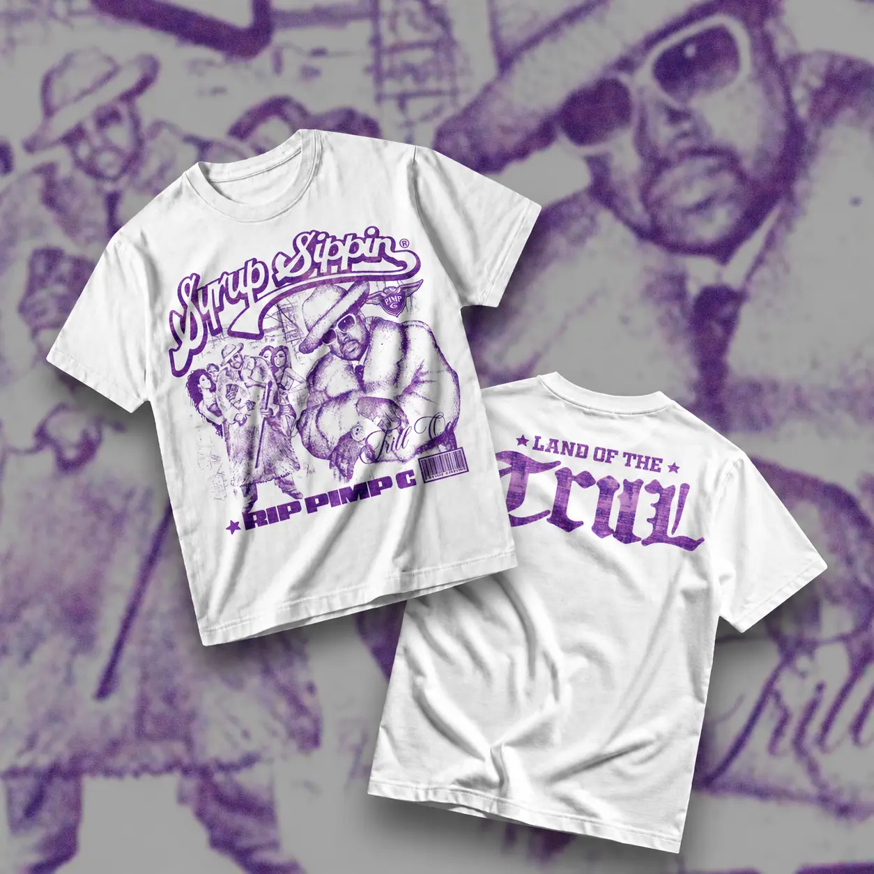 Men's Pimp C UGK Ridin' Dirty Graphic Print Double-Sided Cotton Short-Sleeve Tops - Medium Length, Minimalist, Machine Washable Streetwear T-Shirt