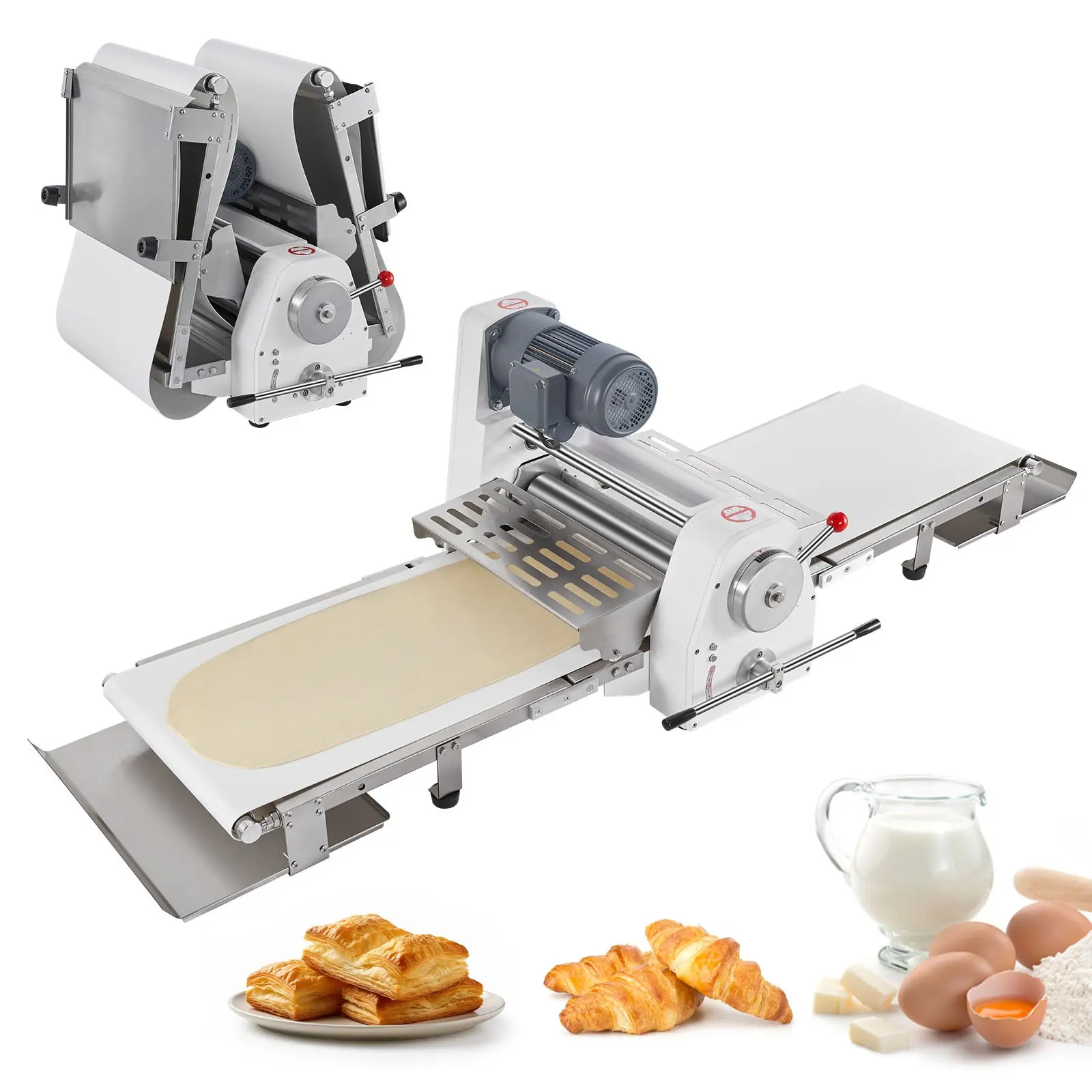 【DealsForYouDays】Commercial Dough Sheeter Machine, 19.7-Inch Reversible Puff Pastry Sheeter and Fondant Roller, Electric Dough Roller 0-1.4" Adjustable Thickness, Folding Dough Sheeter for Bakeries, Pastries