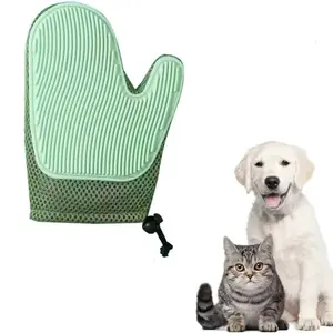 Double-Sided Pet Grooming Glove, Massage Tool for Cat Hair Removal, Dog Bath Brush, Carpet Lint Remover, Pet Fur Scrapper