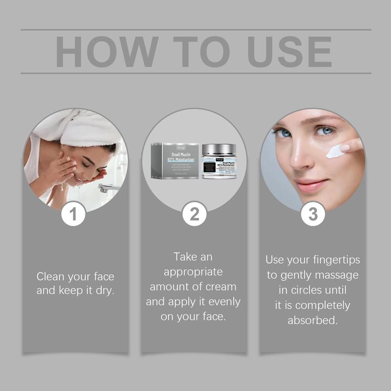 Snail Mucin Moisturizer, 1/2 Counts Hydrating Nourishing Face Cream, Moisturizing Face Cream, Face Lotion for Women & Men, Skin Care Product for Daily Use, Daily Moisture Nourishing