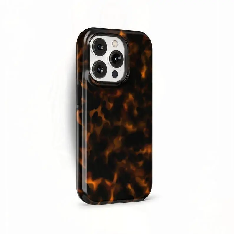 Dark Orange Tortoise Shell Phone Case Gift for iphone 13,14,15,16,17 Pro Max Air 17 pro max cases girls cases for men phone cases iphone 15 phone case iphone 13 | Shockproof Magsafe anti-fall beautiful 11-17 protective tough cover all-inclusive mobile Rub