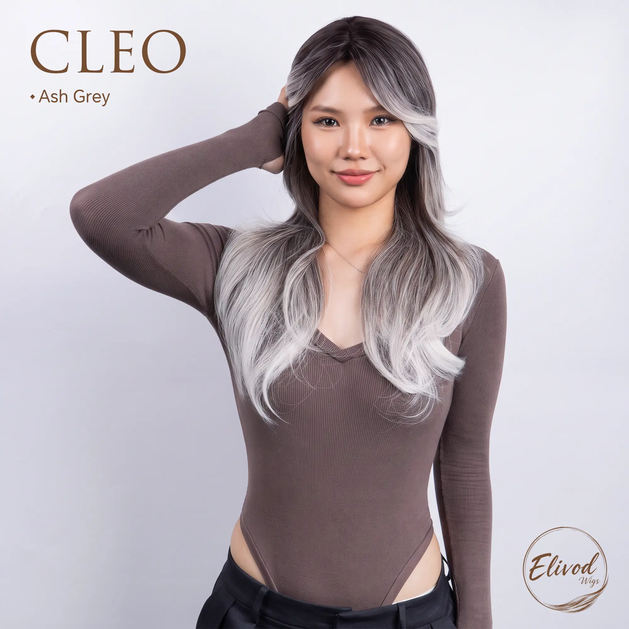 41 CLEO Ash Grey 26 Inches Long Curly Glueless Synthetic Wigs
