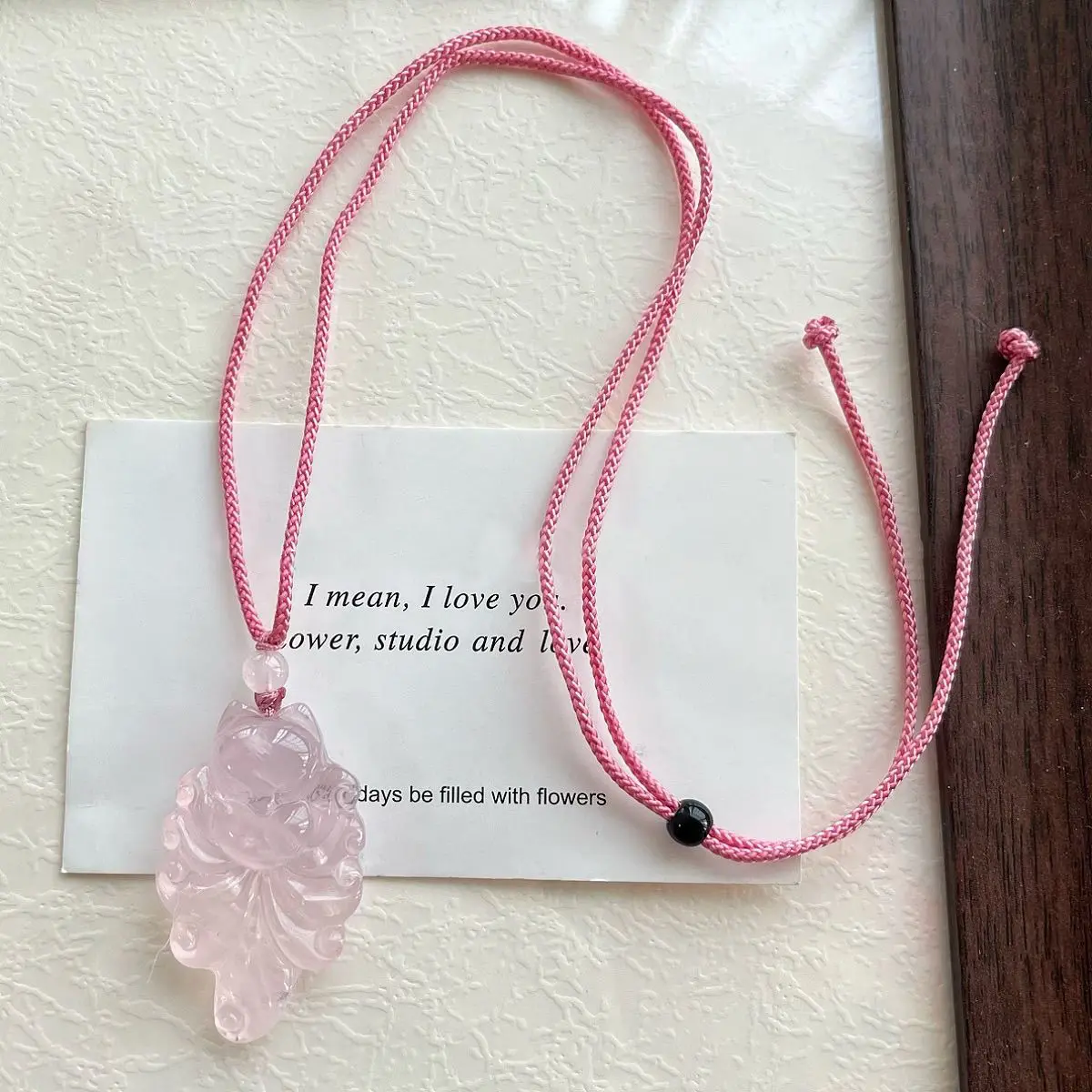 Rose Quartz Nine-Tailed Fox Eastern Guardian Goddess Necklace| Bless Love & Attract True Romance