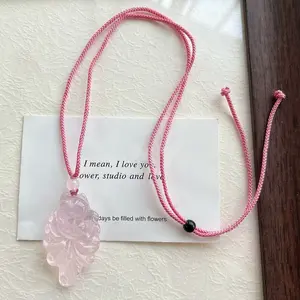 Rose Quartz Nine-Tailed Fox Eastern Guardian Goddess Necklace| Bless Love & Attract True Romance