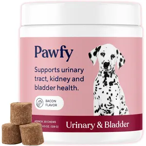 Pawfy Dog UTI Supplement | Cranberry & D-Mannose for Urinary Tract & Bladder Health | Ideal for Senior Dogs | Urinary Tract Infection Control | Dog Vitamins and Supplements - 30 Chews