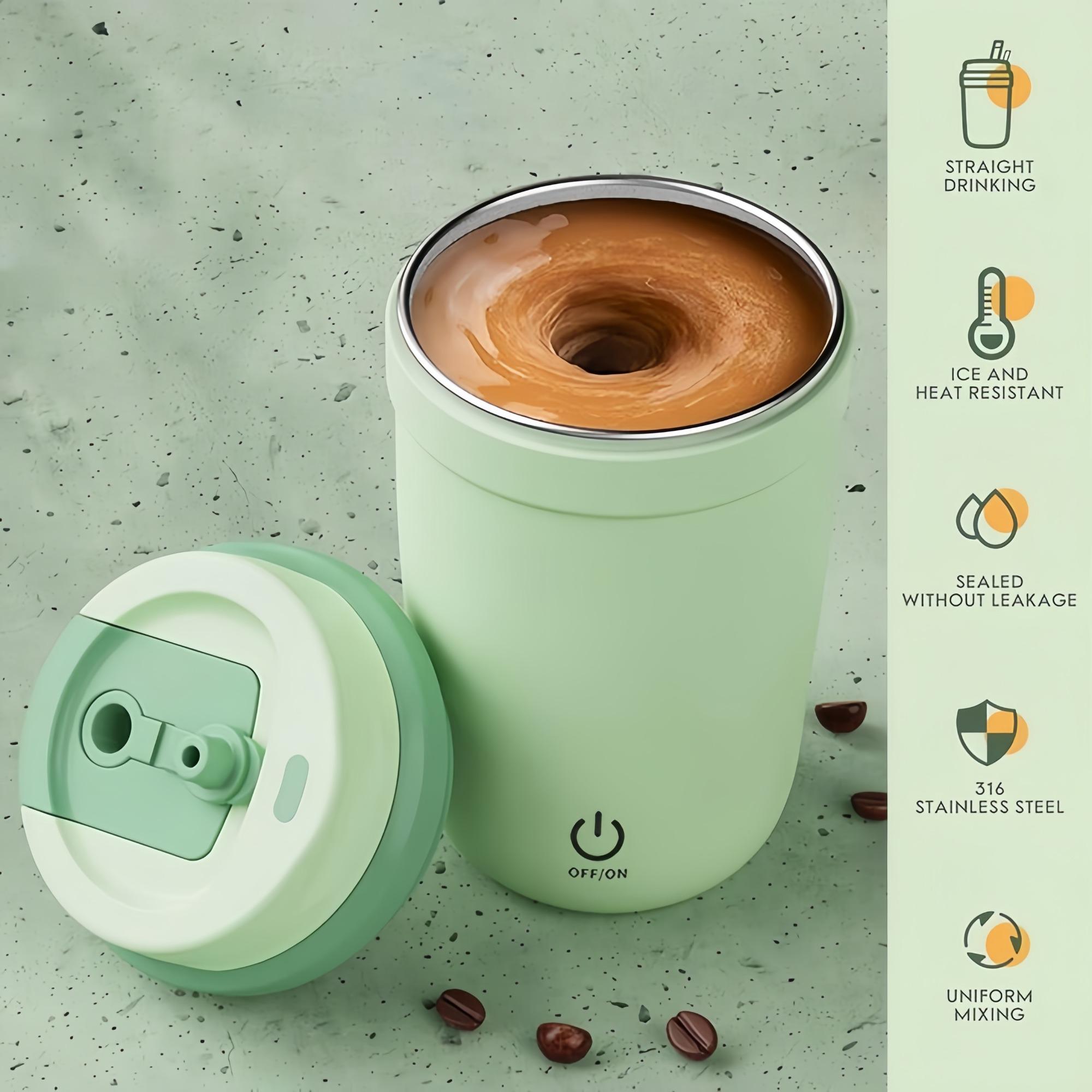 Portable Electric Stirring Mug, USB Rechargeable Magnetic Stirring Mug with Cable, Automatic Stirring Block Coffee Mug for Home, Office, Travel, Dormitory