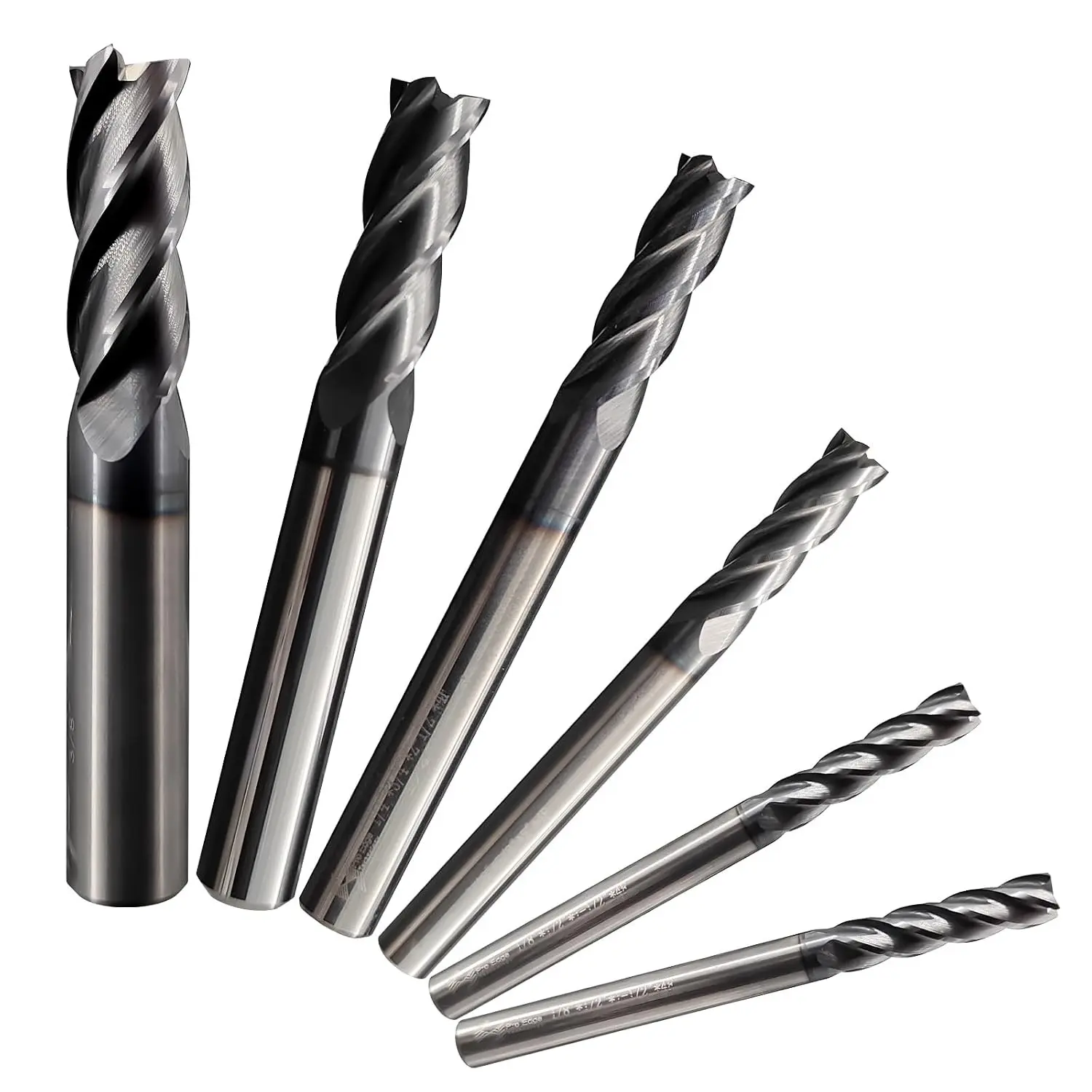 6Pcs Carbide Square End Mill Set 4-Flute TiALN Coated CNC Milling Bits