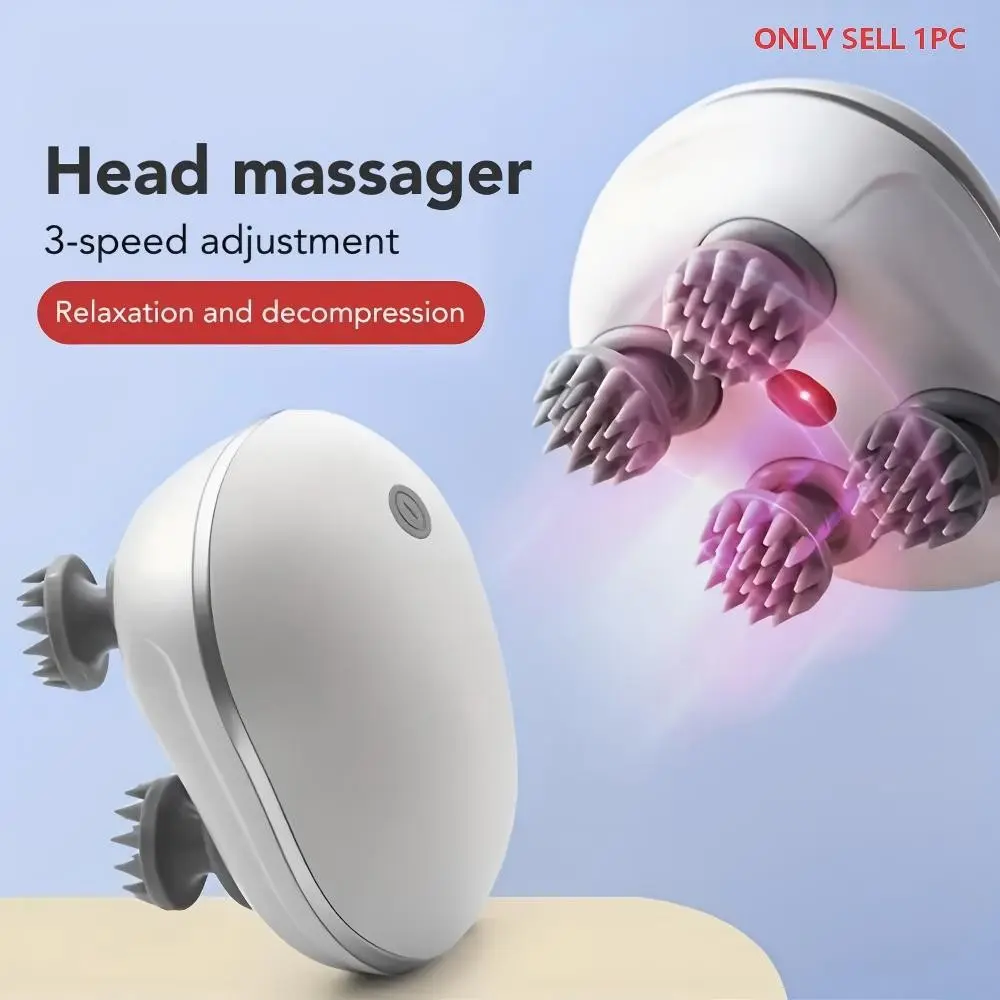 Electric scalp massager, Type-C charging (including 600mAh lithium battery).3-speed adjustment, Adjustable, free switching with one key.Equipped with 4 detachable silicone massage claws.Suitable for head, neck, arm and leg massage.