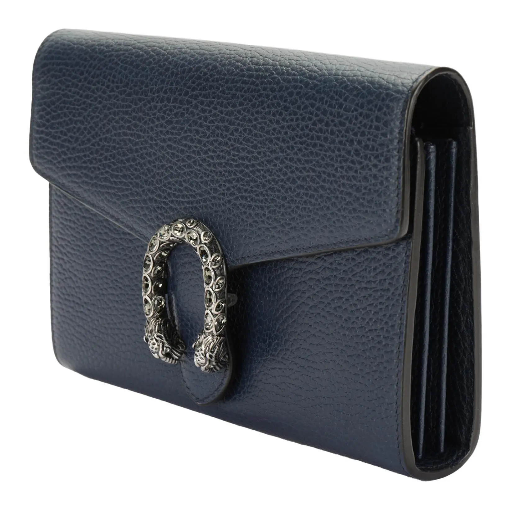 Gucci Dionysus Distressed Tiger-Head Clasp Leather Crossbody Bag for Women, Mini Blue