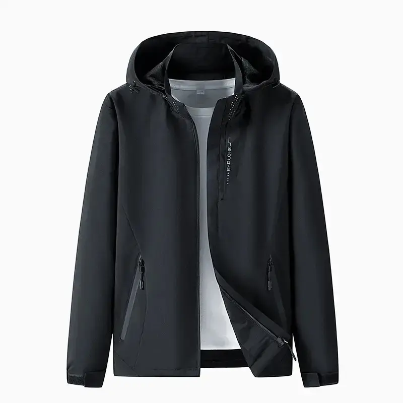 Men's Casual Woven Waterproof Jacket, Plain Full Zip Long Hooded Rain Coat for Outdoor Adventures, S, M, Chain, Zip Up Hoodie, Athletic, Fitted, Do Not Dry Clean