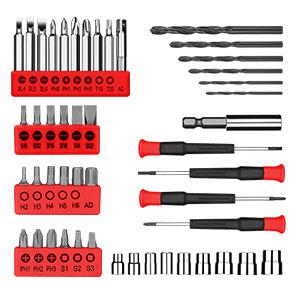 Drill Set: Tool Set with 8V Red Cordless Drill, Home Tool Kit with Drill, Hand Tool Kits for Women 126 Piece