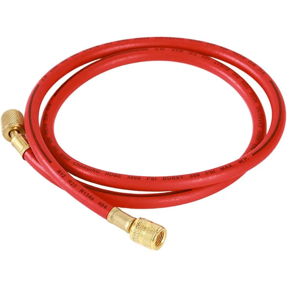 59 Inch R134A Refrigerant  Hose, 1/4" SAE Flare HVAC  Hose with 600 PSI Working , AC Refrigerant Tube for  &  Air Conditioning Maintenance (Red)
