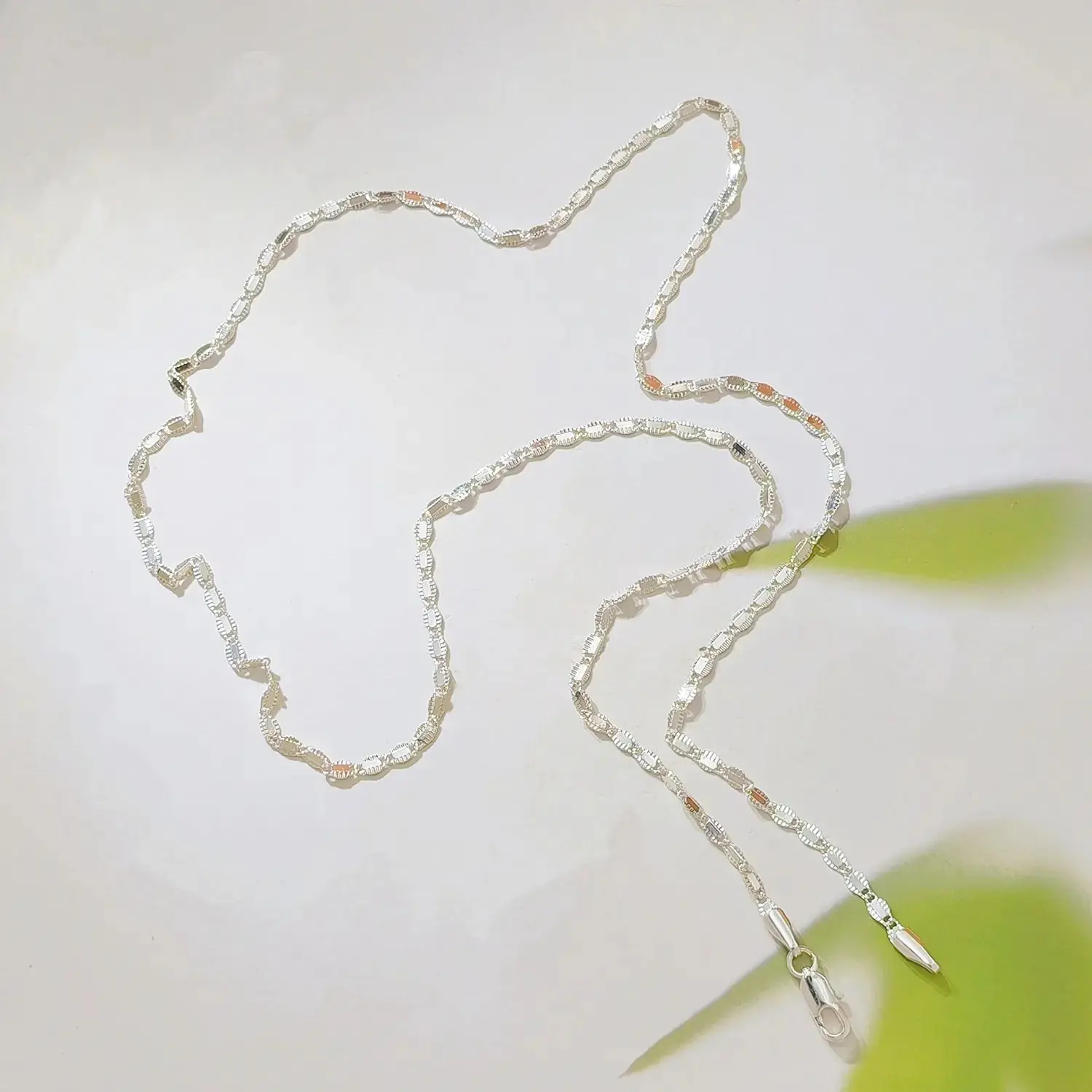 925 Sterling Silver Flat Sequins Yuanbao Link Chain Necklace, Minimalist Unisex Daily Party Jewelry