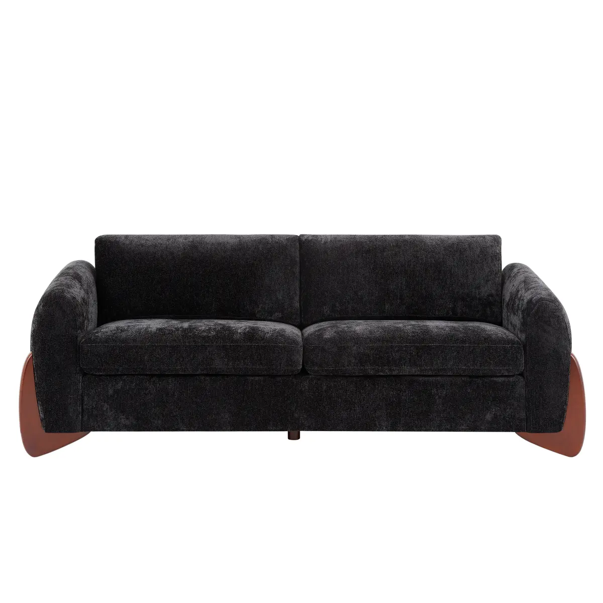 Modern All Black Luxury Rectangular Chenille Couch - 89" Long, 34" Deep, Durable Solid Wood Support, With Cushion, Soft Pillows, Space-Saving, Supportive Sitting, Assembly Required, Tiny Apartment Bedroom Small Indoor Sofa, Model N771P345832H_N771P345833H