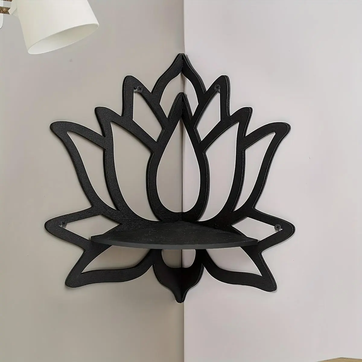 1pc Lotus Flower Shelf,Creative Lotus Flower Wall Corner Shelf,Right Angle Decorative Shelf for Home & Wall Decoration,Aesthetic Bathroom Decor,Bohemian lotus hollow out corner crystal shelf