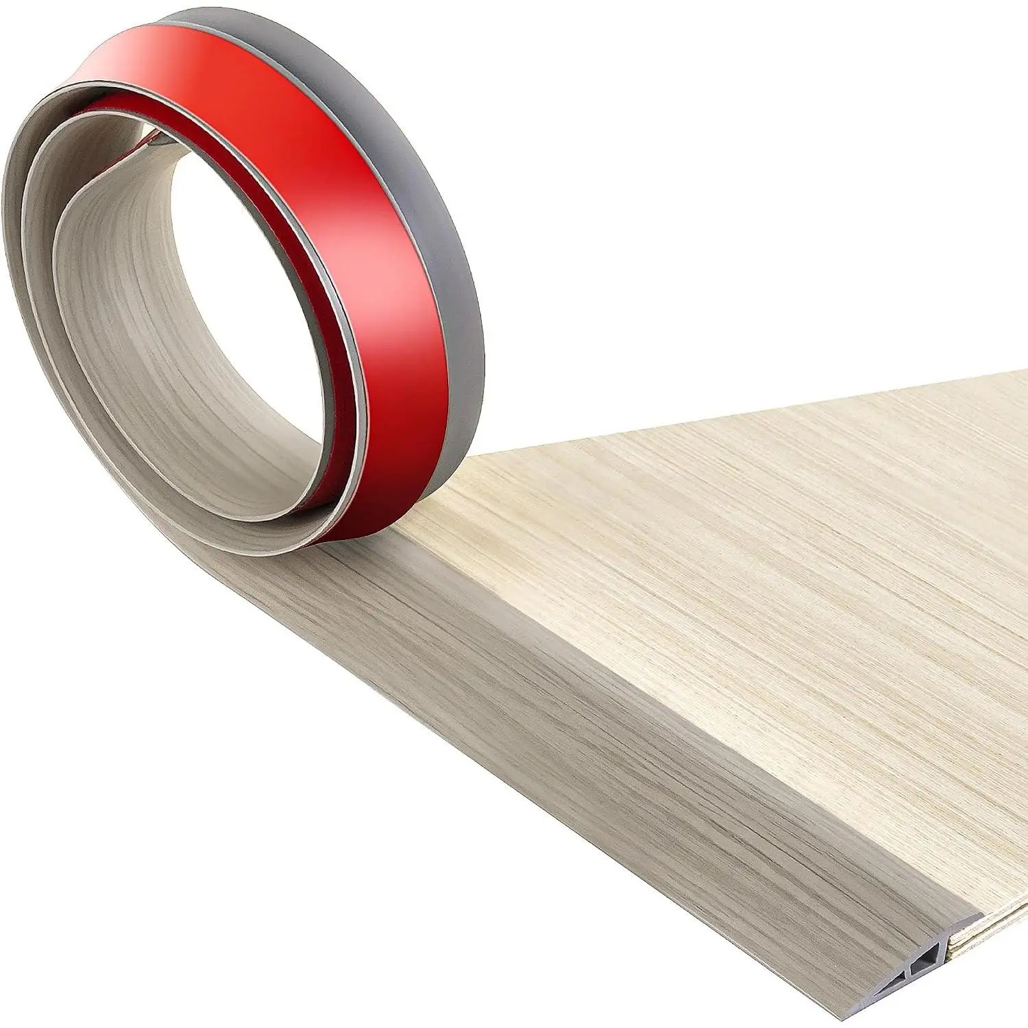 Floor Transition Strip Self Adhesive-PVC Carpet & Floor Edging Trim Strip,Threshold Transitions Suitable for Threshold Height Less Than 10mm (9.84FT_Gray Wood Grain)