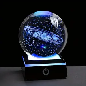 A small 3D solar system crystal ball, paired with a touch-controlled LED base, is designed as a decorative night light for the home, making it a perfect gift for astronomy enthusiasts.It is also an educational space model, measuring 3.15 inches in size.