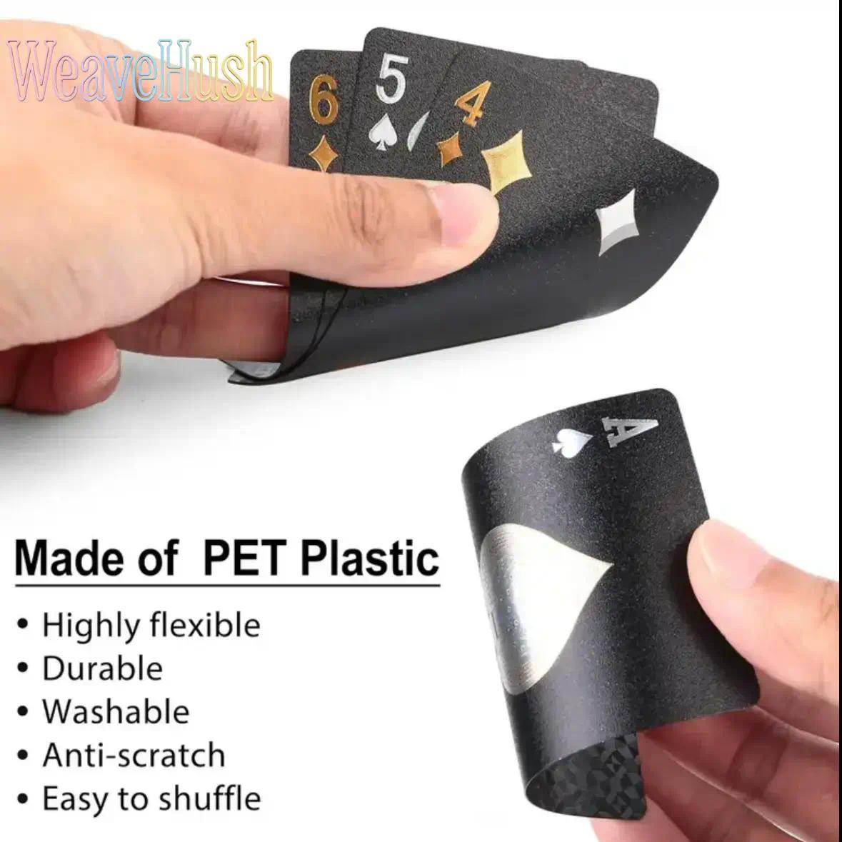 Waterproof Flexible Black Playing Cards with Durable Storage Box, Classic Poker Deck for Family, Friends & Party Card Games, Fun Indoor & Outdoor Entertainment for Camping, Travel & Gathering, Premium Durable Card Set with Serene Forest Pattern Design