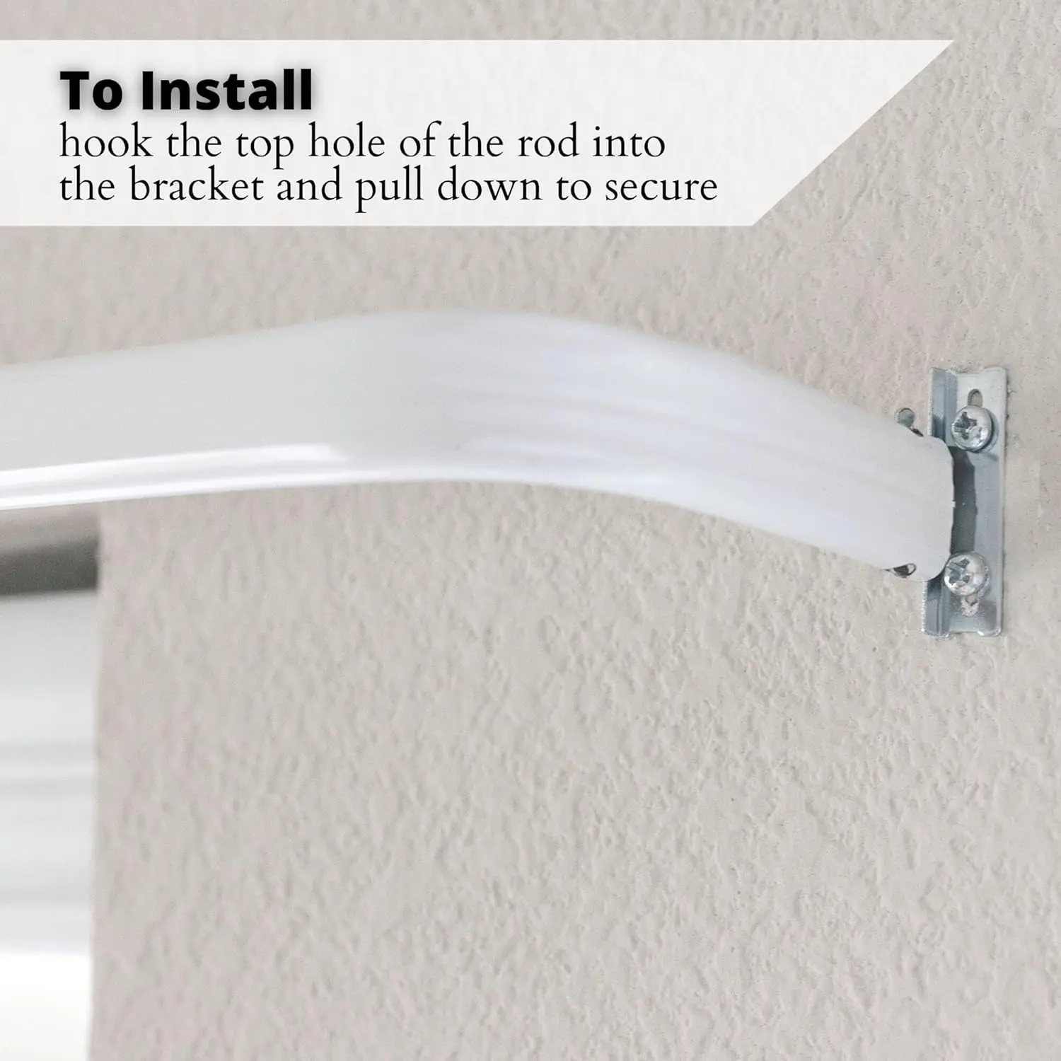 Fashion Heavy Duty Adjustable Single Standard Curtain Rod, Hardware Included, White, 48"-84"