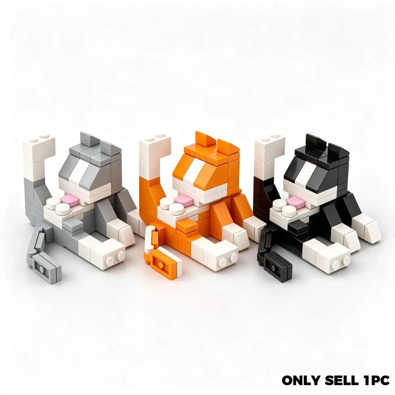 Animal Series 62Pcs MOC Bricks Cat Figires DIY Building Blocks Kids Education Toys For Children Birthday Gift