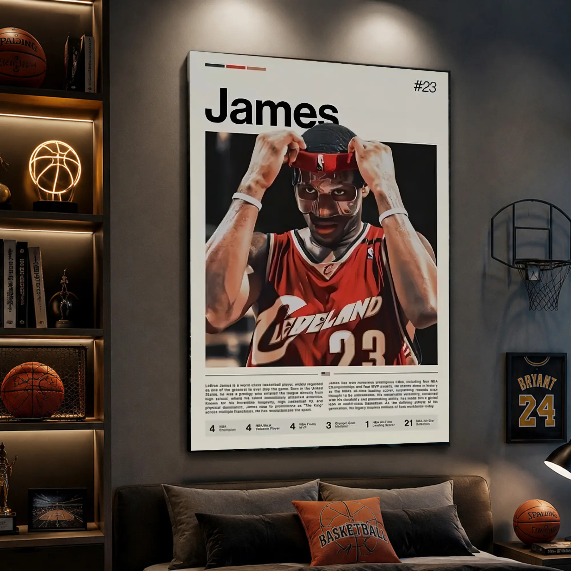 LeBron James Poster, NBA Basketball Print, Sports Artwork, James Lakers NBA, Basketball Canvas Wall Art for Bedroom, Office & Game Room |   NBA Decor, Sports Wall Art, Basketball Fan Gift