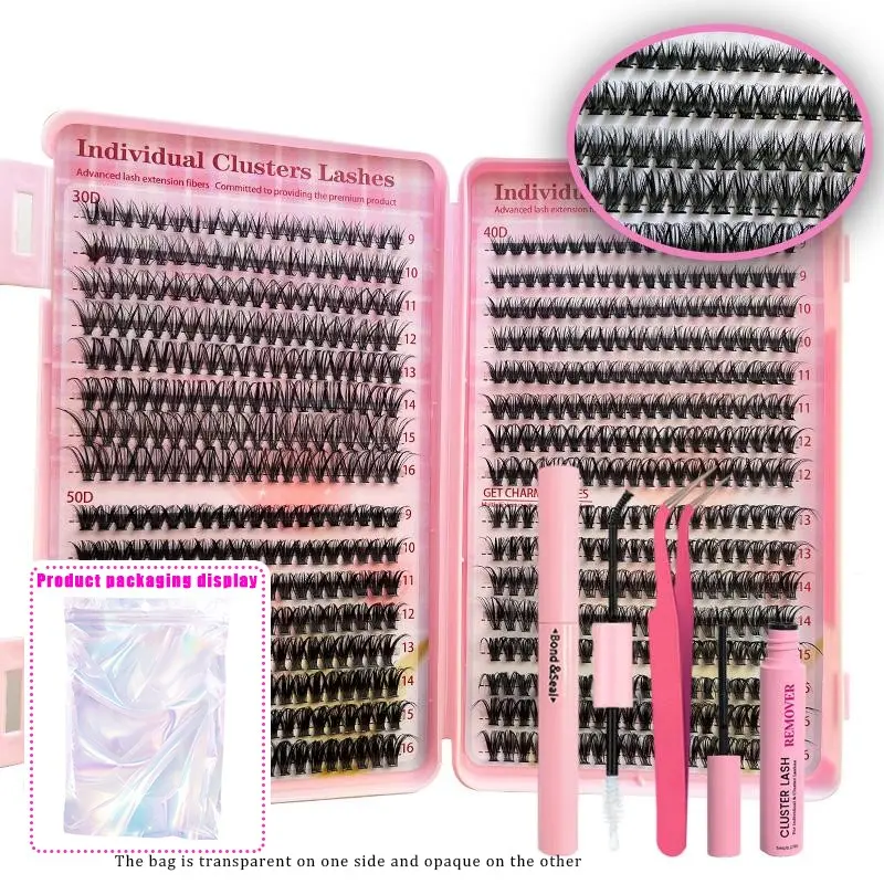 Natural Look Eyelash Extensions Set, Summer Gifts, Cosmetic Lash Extensions, False Eyelash Extensions with Accessories, Makeup Accessories for Women, DIY Cluster Lashes, DIY Lash Set, Hybrid Lash Set, Individual False Eyelashes