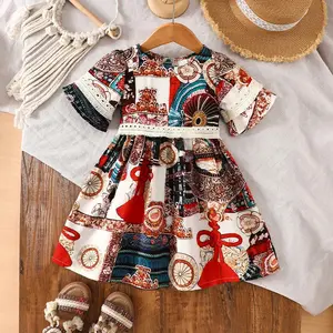 New ethnic style Su lace casual dress girls in