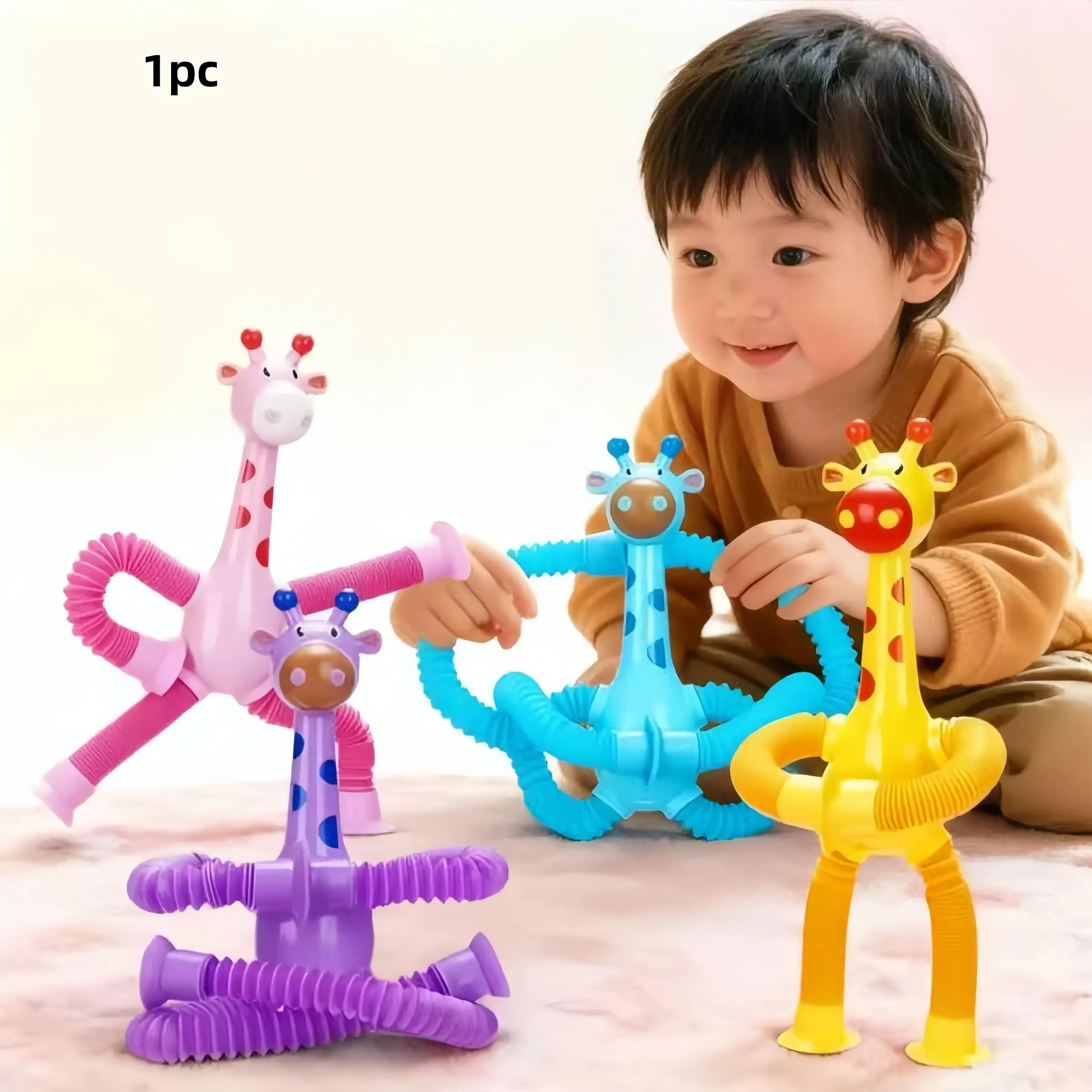 Cute Cartoon Giraffe Toy with Suction Cup, Stretchable Interactive Fun, Cognitive Skill Development, Stress Relief, Educational Gift