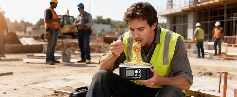 Yofidra Cordless Heated Lunch Box, 24000mAh 100W Electric Lunch Box with Smart Timer, 6.3-Cup Super Large Lunchbox for Men & Women, Portable Food Warmer with Insulated Bag for Outdoor/Office, Black