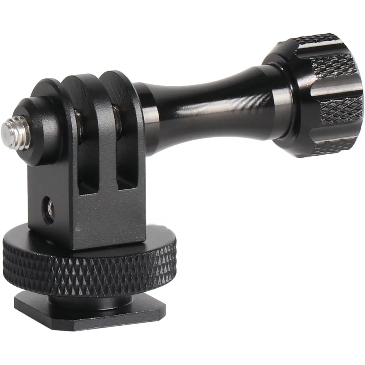 Durable Aluminum Alloy Cold Shoe Mount Adapter with 1/4-20 Screw Hole, Compatible with GoPro Hero 13/12/11/10/9/8/7/6, DJI Osmo Action, AKASO, Tripod Selfie Stick Monopod & DSLR Camera Flash Accessories Equipment (with Rubber Grip)