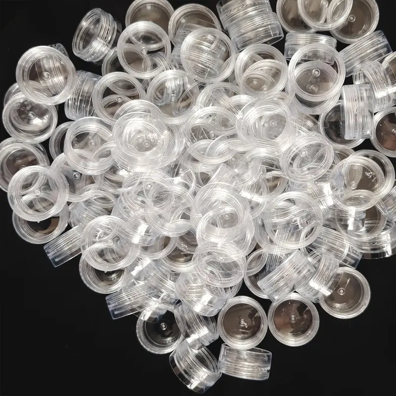 100pcs Mini Clear Cosmetic Jars with Twist-On Lids - Odorless Plastic, Transparent Containers for Nail Art & Creams - Perfect for Travel & Sample Storage, Nail Art Containers|Cylindrical Containers|Twiston Lid Feature