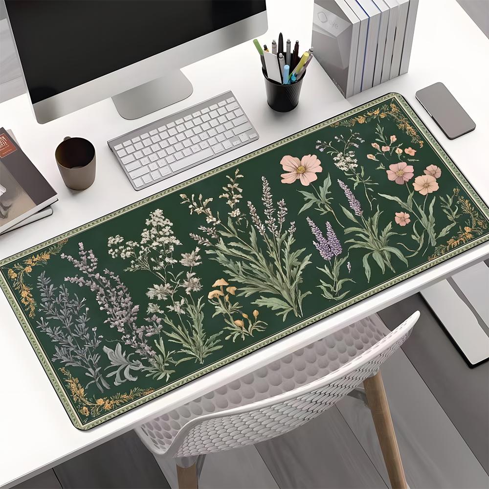 Floral Pattern Mouse Pad, Rectangle Gaming Mouse Pad, Non-Slip Rubber Base Mousepad, Office Desk Keyboard Mouse Mat for Home Office Game Room Desk, Office Girly Desk Accessories