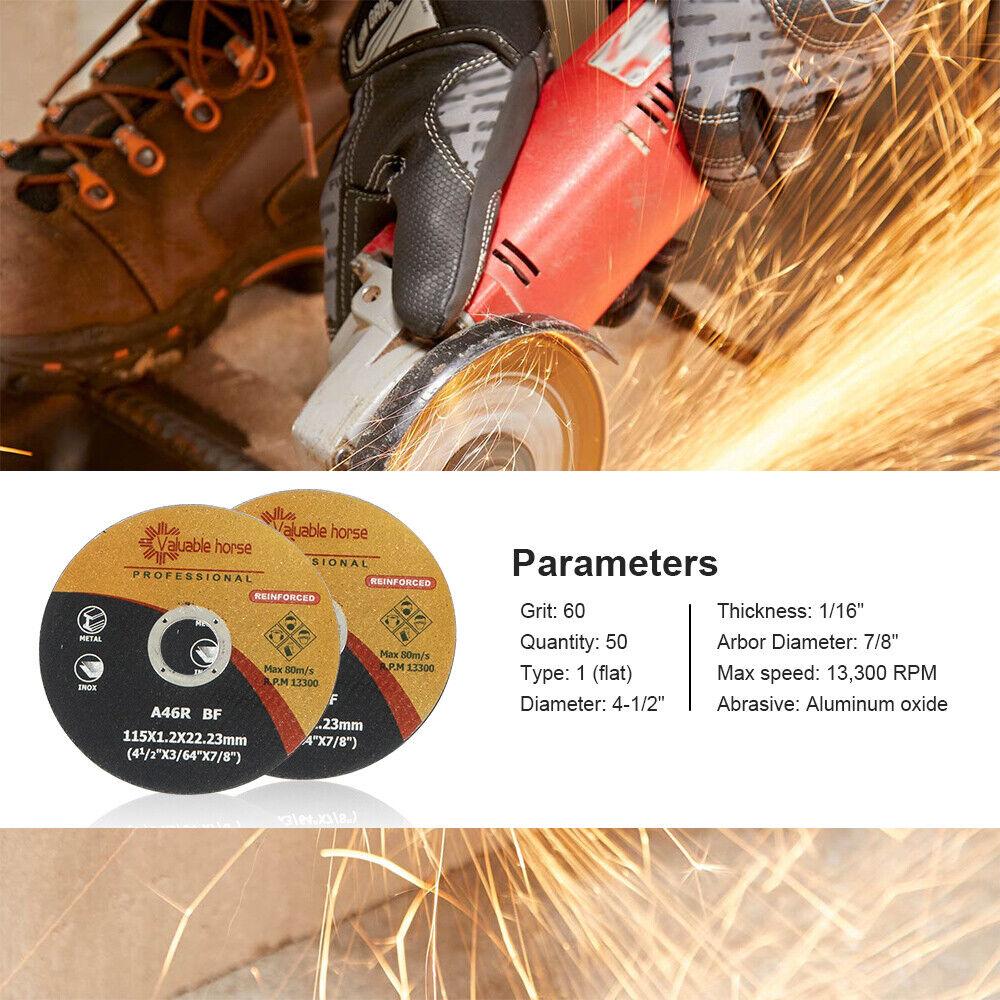 50 Pack 4.5 inch 1/16" Cutoff Wheels 4.5 Cutting Discs Stainless Steel & Metal,Metal and Stainless Steel Cut Off Wheels for Angle Grinders,Cut-Off Wheel, Angle Grinder Cutting Disc,General Purpose