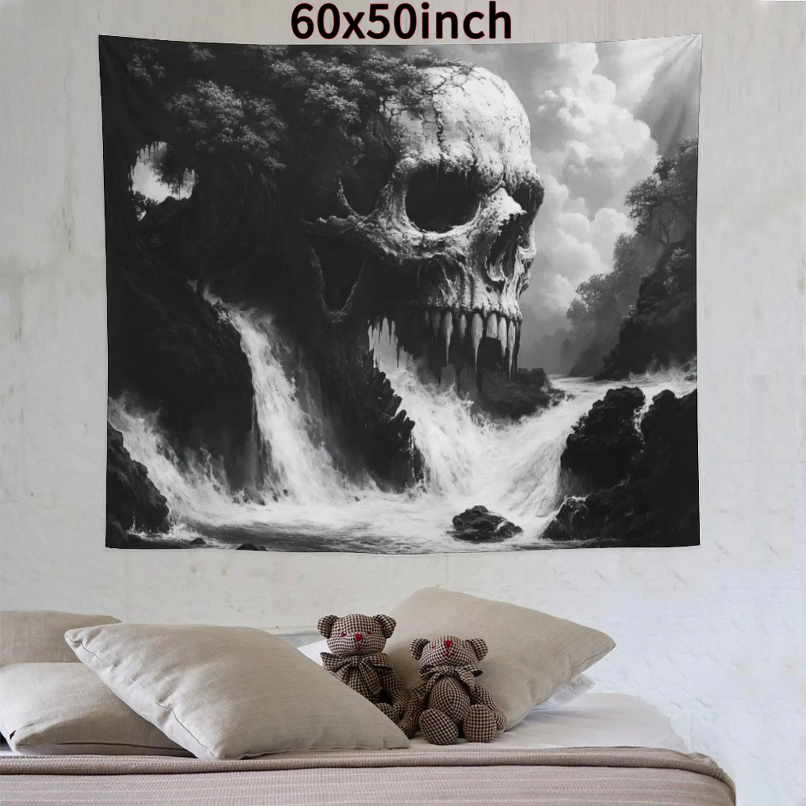 3D Skull Tapestry - Vibrant Polyester Wall Hanging for Living Room, Bedroom, Office Decor - Perfect Creative Gift for Parties & Home Spooky Decoration